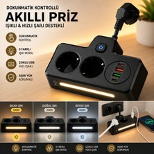Matechno 2 Soketli Çoklu Priz | PD20W Type-C + Qc3.0 Hızlı Şarj | 2 USB 3.4A Çıkış | Dokunmatik 3 Kademeli Gece Lambası | Açma/kapama Anahtarı | Aşırı Akım, Aşırı Voltaj ve Isınma Korumalı Çoklu Priz
