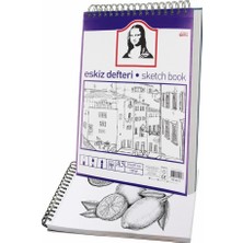 Telli Eskiz Defteri A5 Spiralli 50 Yaprak 1 Adet 120 gr 148X210 mm Karakalem Sketch Book Üstten Açılmalı Ezkiz Defteri