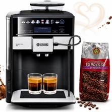 Bosch Tam Otomatik Kahve ve Espresso Makinesi - Metalik Tasarım, Dokunmatik Içecek Menüsü, Entegre (2 kg Kahve Hediyeli) Süt Köpürtme Sistemi, Çift Fincan Hazırlama, Yoğun Aroma