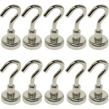 Dünya Magnet 10 Adet 16MM Pot Mıknatıs - Güçlü Neodyum Askı Kanca Mıknatıs (10'lu Paket) -