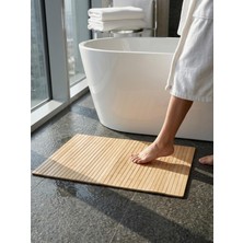 Bambu Banyo Matı, Kaymaz Ahşap Paspas, Suya Dayanıklı, 45X70 Cm, Duş Için