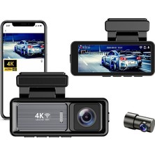 Coverzone Mını Çift Lensli Wifi Gps Dash Kamera - 4K Ön Kamera & 1080P Arka Kamera, Gece Görüşü, Park Modu, Geniş Açılı Lens, Döngüsel Kayıt, 128GB Sd Kart Desteği (Dahil Değildir) M6