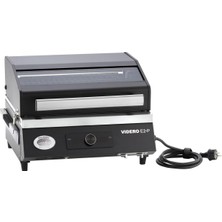 Rösle Videro E2-P Taşınabilir Elektrikli Barbekü 25582 / Camlı Kapak, Sıcak Tutma Izgarası, Toz Boyalı Çelik, Siyah/gümüş