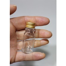 Sampex 10 Adet 10ML Cam Şişe Küçük Gold Metal Kapaklı Çok Amaçlı Shot Şişesi, DAFD3365