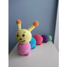 Renkli Amigurumi Tırtıl - Kadife Ip El Yapımı Oyuncak - Eğitici Çocuk ve Bebek Hediyesi