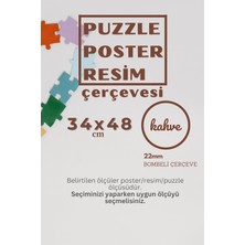 22LIK Puzzle Poster Resim Çerçevesi Pvcli Postersiz Resimsiz Çerçeve (Kahverengi, 34X48)