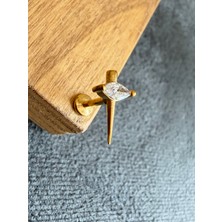 Aida Jewelss Zadenza Gold 316 L Cerrahi Çelik Markiz Kılıç Zirkon 6x1.2mm Çelik Labret Piercing