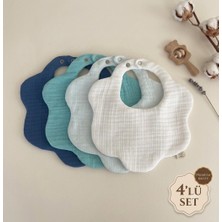 Boho Piccolo 4’lü Çiçek 8 Katlı %100 Pamuk Müslin Bebek Mama Önlüğü Yakalık