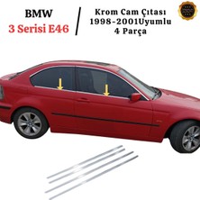 Ebal Oto Aksesuar Krom Cam Çıtası 4 Parça 1998-2001 P.çelik (Coupe) Bmw 3 Serisi E46 ile Uyumlu