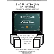 Yhfoto 9 Adet A4 Siyah Mdf 21X30 & Sertifika Siyah 21 x 30