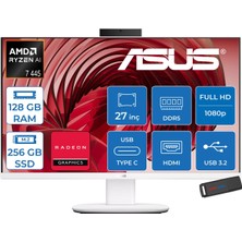 Asus Expertcenter V600 Aio (VM670GA) Amd Ryzen™aı 7 445 Upto 4.6ghz 128GB Ddr5 256GB SSD Amd Radeon™ 840M 27"fhd 300NITS Srgb: 100% Freedos Allınone Bilgisayar VM670GA350F36+ZETTAUSBBELLEK
