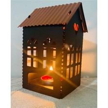 Fener Mumluk Ev Model Lüx, Metal, Siyah, 12 cm Yükseklik