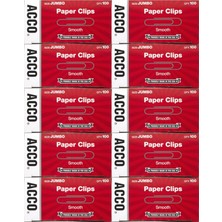 Acco Kağıt Klipleri, Jumbo, Pürüzsüz, Ekonomi, 10 Kutu, 100/KUTU (72580),GÜMÜŞ
