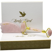 Lovelybird Kuvars Roller Guasha Cilt Masaj Kırışıklık Giderici Anti-Aging Doğal Taş