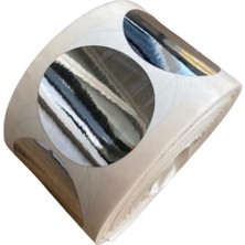 Parlak Metalize Silver Yuvarlak Kesim Etiket Sticker 40X40MM(4CM) 1000 Adet