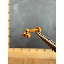 Aida Jewelss Yüksek Kalite G23 Titanium Üç Top Altın Titanyum 6x1.2mm Labret Piercing