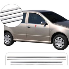 Servet Dizayn Oto Skoda Fabia Uyumlu 2000-2007 Krom Cam Çıtası 4 Parça Paslanmaz Çelik