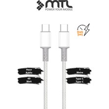 Mtl 60W Turbo Şarj Destekli Type-C To Type-C Örgülü Hasırlı Data ve Şarj Kablosu 1 Metre MT2451