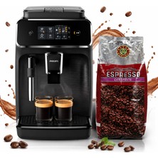 Philips Tam Otomatik Espresso Makinesi - (2 kg Kahve Hediyeli) Çekirdekten Fincana Taze Kahve, Klasik Süt Köpürtücü, 12 Kademeli Seramik Öğütücü, Çift Fincan, Dokunmatik Panel, Siyah