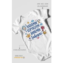 Morivo Kids Babamın Kopyasıyım Annemin Şaheseri Kısa Kollu Bebek Body %100 Pamuk