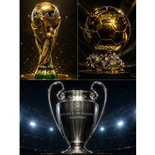Lineex 30CM Dünya Kupası - Ballon’dor - Şampiyonlar Ligi Kupası (3’lü Set Büyük Boy)