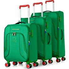 United Colors Of Benetton Ultra Hafif Lüx Kumaş Logo Detaylı 3 Lü Valiz Seti