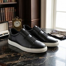 By Barretti Siyah Çift Lastikli Büyük Numara Sneaker