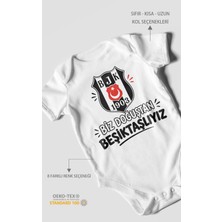 Morivo Kids Biz Doğuştan Beşiktaşlıyız Kısa Kollu Bebek Body %100 Pamuk