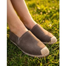 Futsi Shoes Gardenıa Gri Süet Dokulu Hakiki Deri Espadril