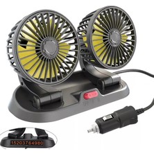 Gees Global Araç Içi Torpido Üstü Çift Fanlı Oto Vantilatör 360° Dönerli Numaratörlü 12-24 V