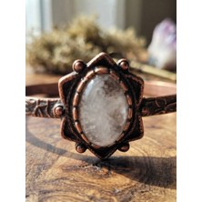 Meneva Aksesuar Kristal Kuvars Doğal Taşlı Yıldız Formlu Otantik Bakır Bileklik