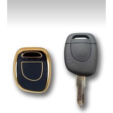 Keyron Renault Master Clio Twingo Kangoo Symbol (1) Bir Düğmeli Silikon Anahtar Koruma Kılıfı Siyah Renk