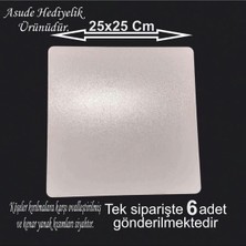 Asude Hediyelik 6 Adet 25X25 cm Beyaz Kare Ahşap Mdf Pasta Altlığı-Beyaz