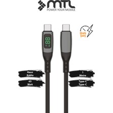 Mtl 65W LCD Ekranlı Type-C To Type-C Ultra Hızlı Şarj ve Data Kablosu 1 Metre MT2215