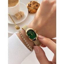 Dice Kayek Oval Mini Vintage Kasa Kadın Kol Saati Çelik Kordon 5 Atm Suya Dayanıklı+Bileklik  Dc.29
