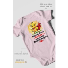 Morivo Kids Küçük Ama Cesur Annemin Kahramanıyım Kısa Kollu Bebek Body %100 Pamuk