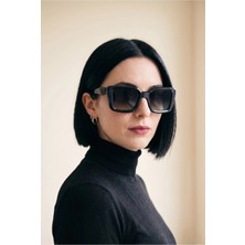 Chocolate Eyewear Kadın Polarize Dikdörtgen Güneş Gözlüğü Siyah UV400 Korumalı