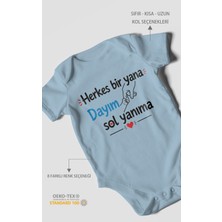 Morivo Kids Herkes Bir Yana, Dayım Sol Yanıma Kısa Kollu Bebek Body %100 Pamuk