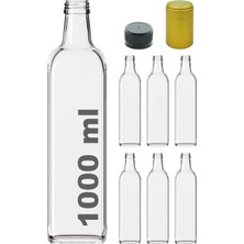 AyrStore Afracam Maraska Şeffaf 1000 ml Kilitli Kapaklı ve Kapüşonlu Boş Cam Şişe 6 Adet