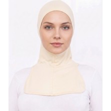 Alivascarf Ninja Bone Boyunluklu Likralı Sporcu Bonesi Kadın Pratik Tesettür Hijab Başörtü Krem