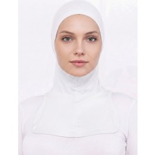 Alivascarf Ninja Bone Boyunluklu Likralı Sporcu Bonesi Kadın Pratik Tesettür Hijab Başörtü Beyaz