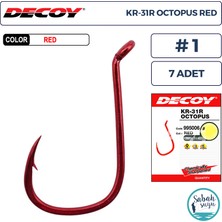 Decoy KR-31R Octopus Delikli Olta Iğnesi Kırmızı #1 (7 Adet)