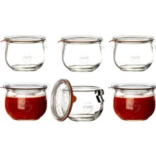 AyrStore Weck Hava Geçirmez Clip-Close Kapalı Tulip 580 ml Kapaklı Kap 100 Mm, 6 Adet, Cam, Şeffaf, 6