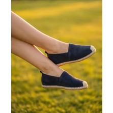 Futsi Shoes Gardenıa Lacivert Süet Dokulu Hakiki Deri Espadril