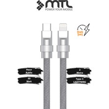Mtl 30W Pd Hızlı Şarj Destekli Type-C To Lightning Spiral Sarmal Metal Başlıklı Kablo 2 Metre MT2462
