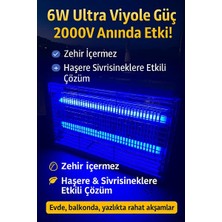 Byanes Elektrikli Ultraviyole 2 Mor LED Işıklı Metal Askı Aparatlı 6W 2000V Uv Sinek Haşere Öldürücü Tuzak
