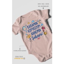 Morivo Kids Babamın Kopyasıyım Annemin Şaheseri Kısa Kollu Bebek Body %100 Pamuk
