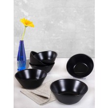 AyrStore Keramika Mat Siyah Hitit Çorba Kasesi 14 cm 6 Adet