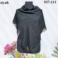 Soft İpek Soft Ipek Düz Renk Flamlı Pamuk Eşarp (Siyah) 937-111