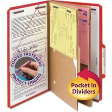 Smead Safeshıeld Basın Tahtası Sınıflandırma Dosya Klasörü, 2 Cep, 5 cm Genişletme, Kırmız